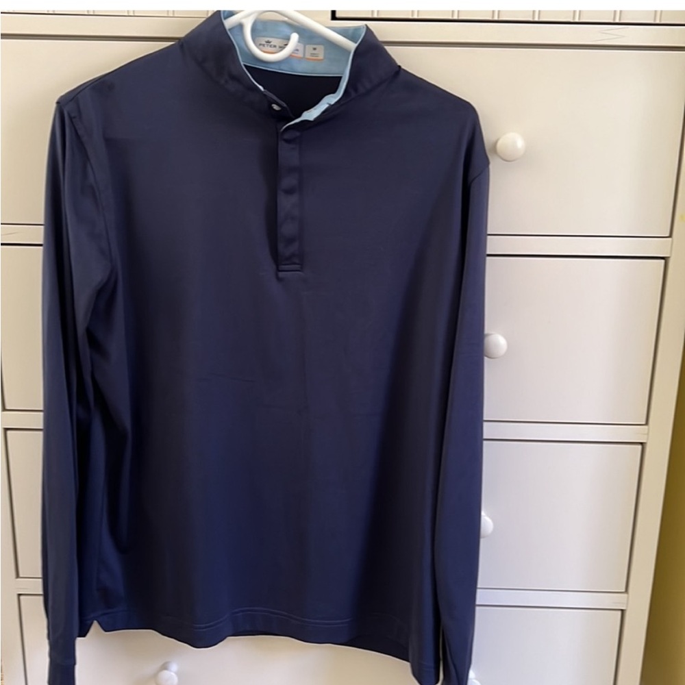 EUC Peter Millar Featherweight Snap Pullover Golf Shirt Navy - Size Medium